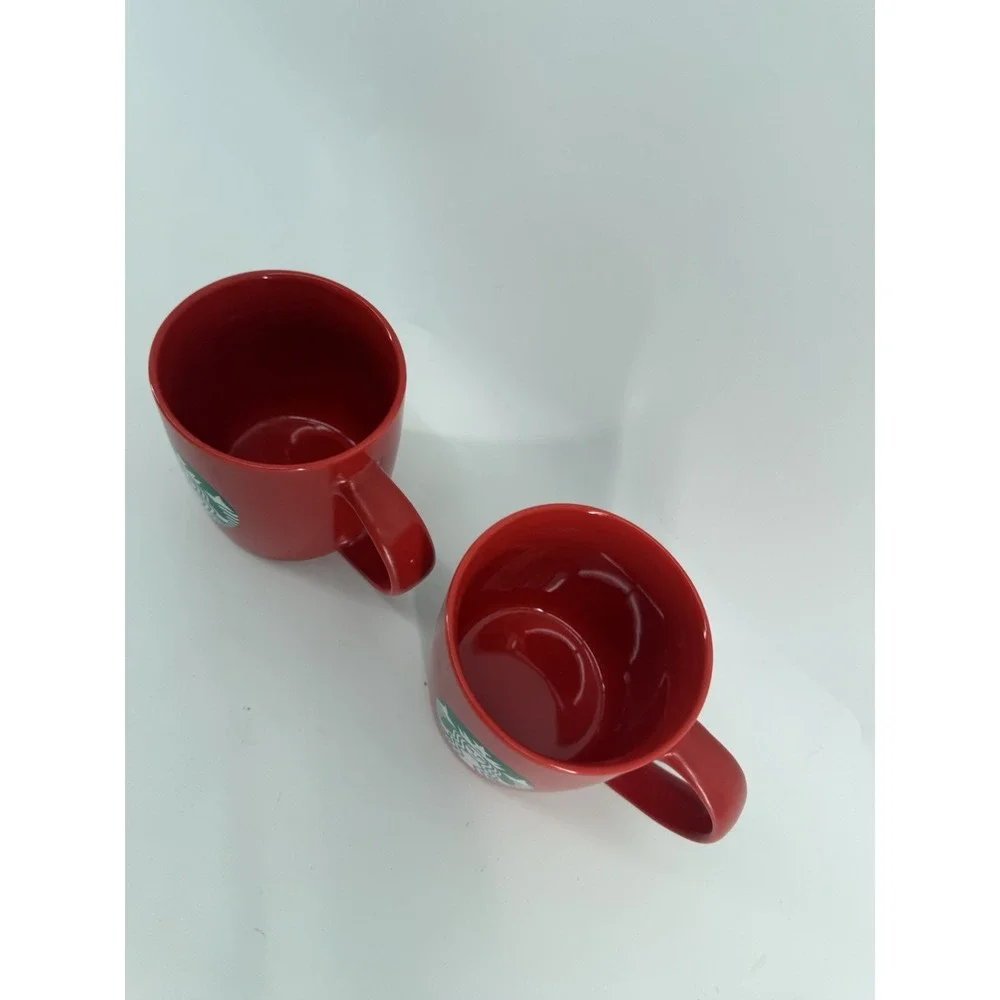 Starbucks Mugs Red w/ Green Siren Logo 12oz Coffee Cups